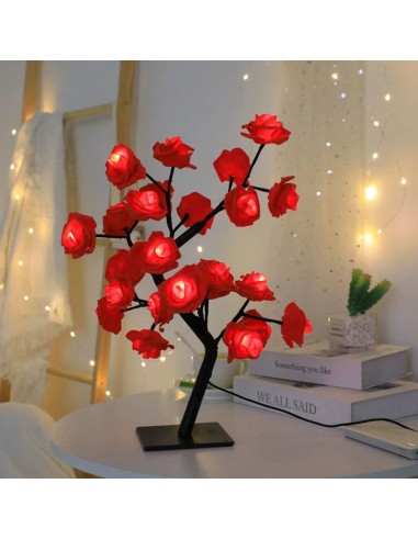 Table Lamp Flower Tree Red Rose Lamps Fairy Desk Night Lights USB Operated Gifts for Wedding Valentine Christmas Decoration 