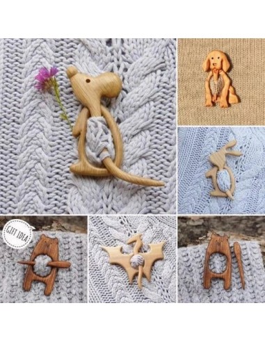 🔥Broche Broche avec Motif Animal en Bois 