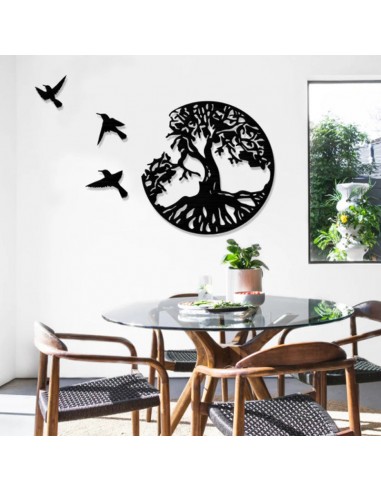 ✨Décoration Murale en Métal Arbre de Vie et 3 Oiseaux à Suspendre 