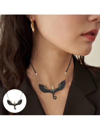 Collier Dragon Volant Ailé Noir 