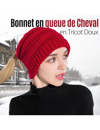 Bonnet en queue de Cheval en Tricot Doux 