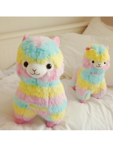 Peluche Alpaga Doudou Lama Arc en ciel 