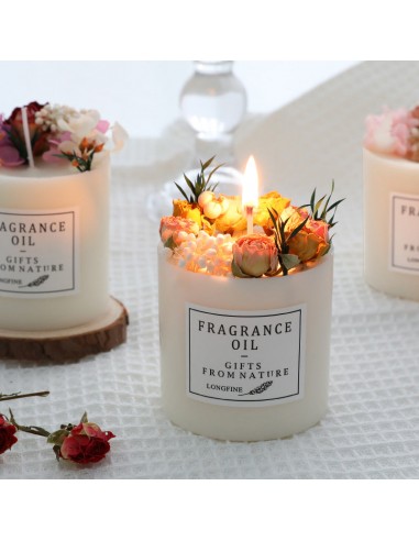 Bougies Romantiques Décorées de Fleurs Séchées 