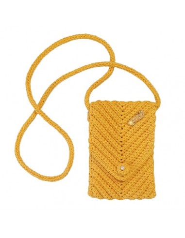 Pochette bandoulière au crochet en coton jaune - Fait-main 