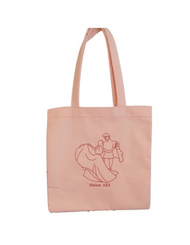 Sac tote brodé - Couple dansant rose 