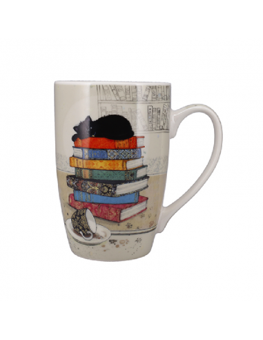 Mug arrondi XL - Chaton et livres 