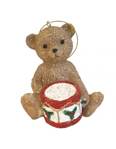 Figurine ours assis avec tambourin 