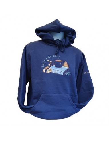 Sweat-shirt bleu marine - Broderie "Let's stay cozy" 