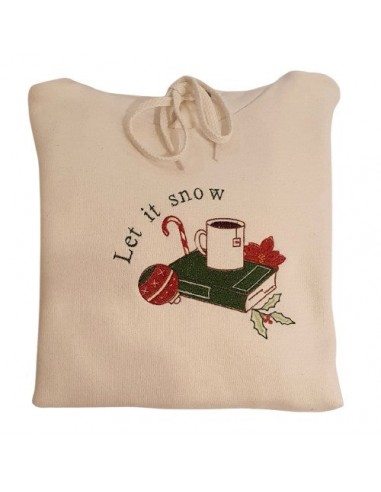 Sweat-shirt écru - Broderie "Let it snow" 