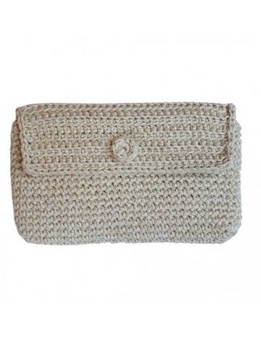 Pochette au crochet en coton écru brillant 