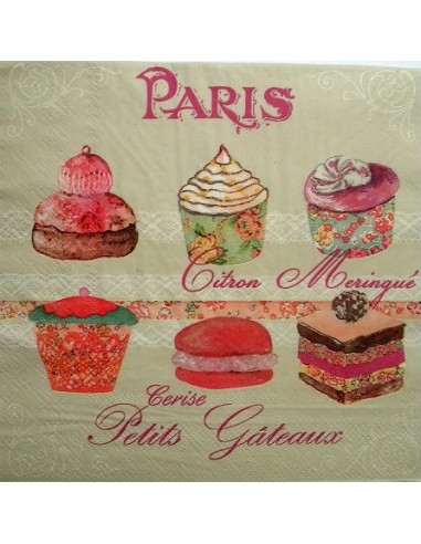 Serviette papier décor Cupcakes Paris 