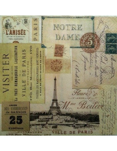 Serviette papier décor Vues de Paris 