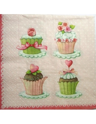 Serviette papier décor Lovely cupcakes 