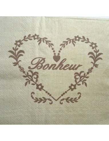 Serviette papier décor Bonheur dans coeur 