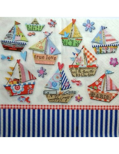 Serviette papier décor Petits bateaux 