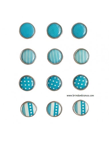 Lot de 12 mini magnets déco bleue 