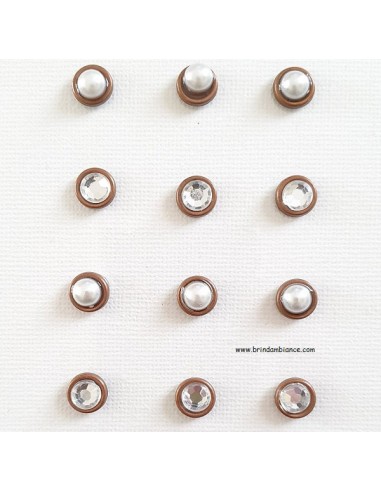 Lot de 12 mini magnets perles et diamants blancs 