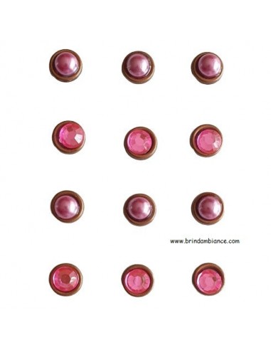 Lot de 12 mini magnets perles et diamants roses 