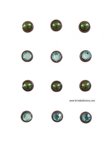 Lot de 12 mini magnets perles et diamants verts 