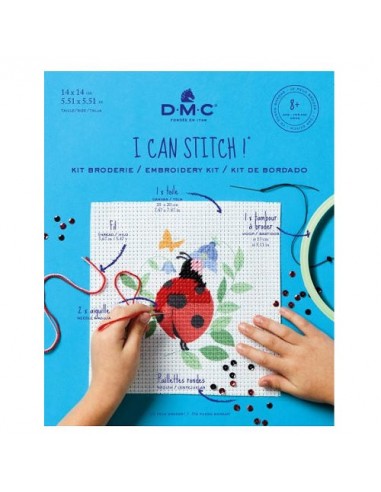 Kit broderie coccinelle demi point 