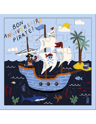 Carte Puzzle Anniversaire Pirate - 25 pièces 