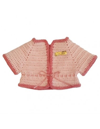 Gilet au crochet en coton rose 