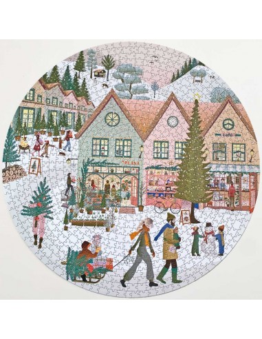 Puzzle rond White Christmas  - Vissevasse - 1000 pièces 