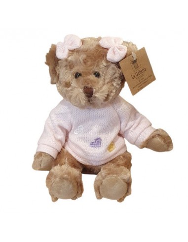 Oursonne en peluche avec un pull rose 