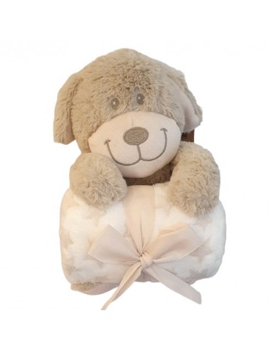 Peluche chien et sa couverture polaire 