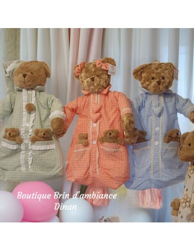 Range pyjama tête d'ours coloris pastels 