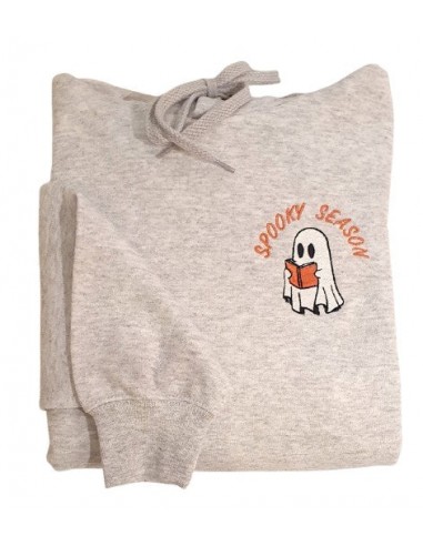 Sweat-shirt gris chiné - Broderie Spooky et le livre 