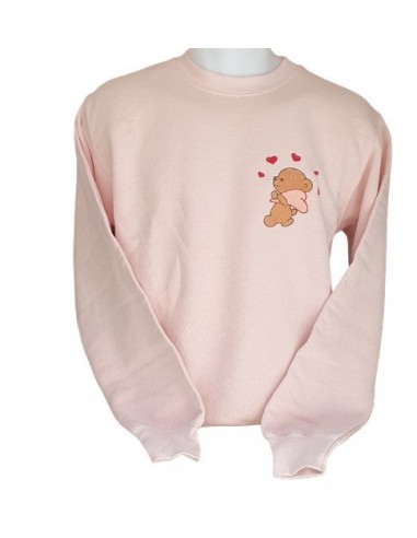 Sweat-Shirt rose - Broderie Ourson tenant un coeur 