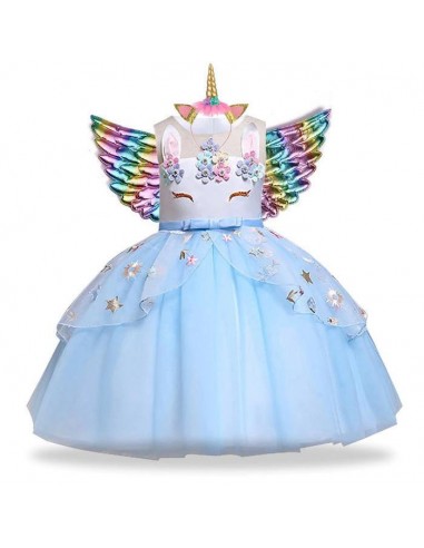 Mädchen Blau Einhorn Verkleidung Kleid 