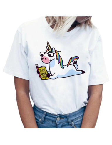 T-shirt Frau Einhorn Lesen 