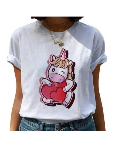 Einhorn Herz T-Shirt Frau 