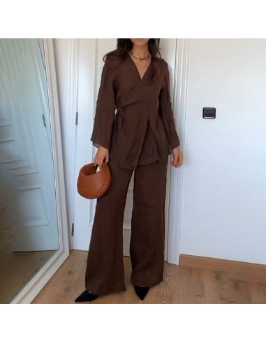 Tenue décontractée pour femmes - Style kimono - Top à double boutonnage et pantalon décontracté 