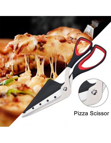 Gadgets de cuisine pratiques : ciseaux à pizza multifonctionnels à poignées souples amovibles 